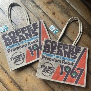 Lot of 2 NWT Trader Joe’s Coffee Beans Tote Bags